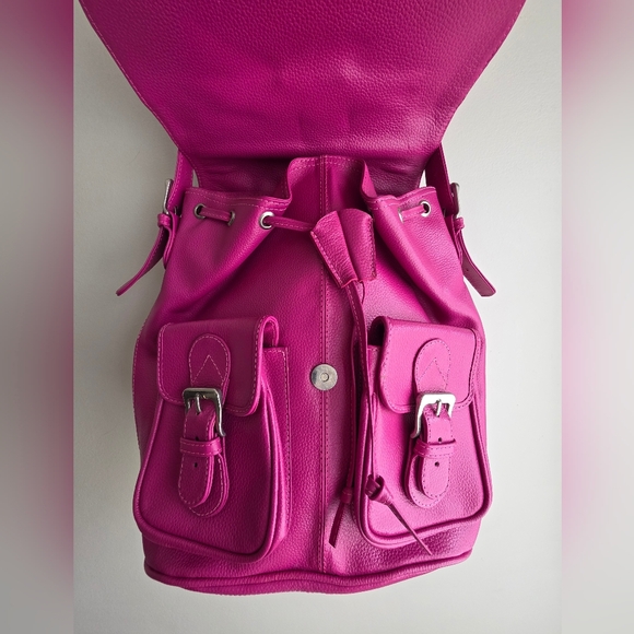 Convertible Backpack Fucsia with Tri Fold Leather Wallet Combo main image 6